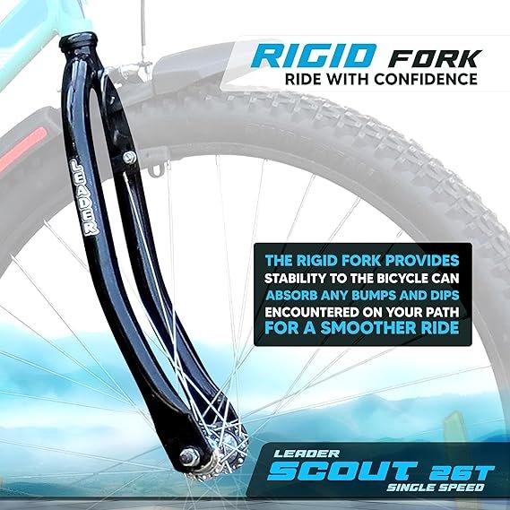 Leader Scout MTB 26T Bike Without Gear Single Speed for Men - SEA Green Black, Ideal for 10 + Years,Mountain Bike,Unisex,Rigid,18 inches